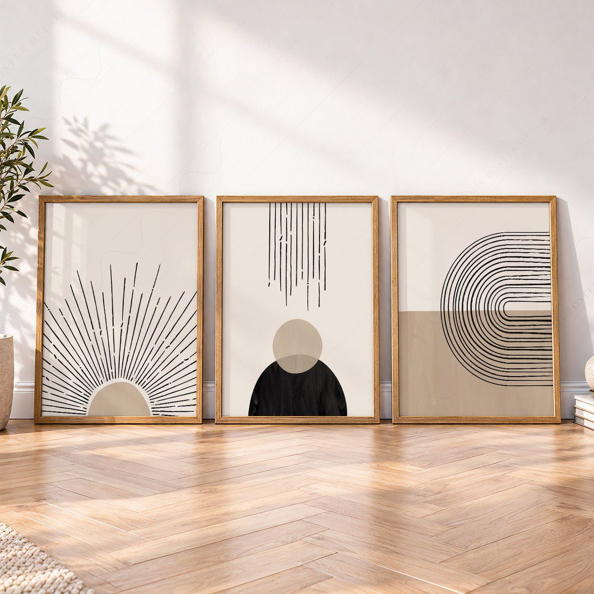 Ensemble de 3 pièces d'art mural moderne du milieu du siècle – Collection d'affiches bohèmes minimalistes