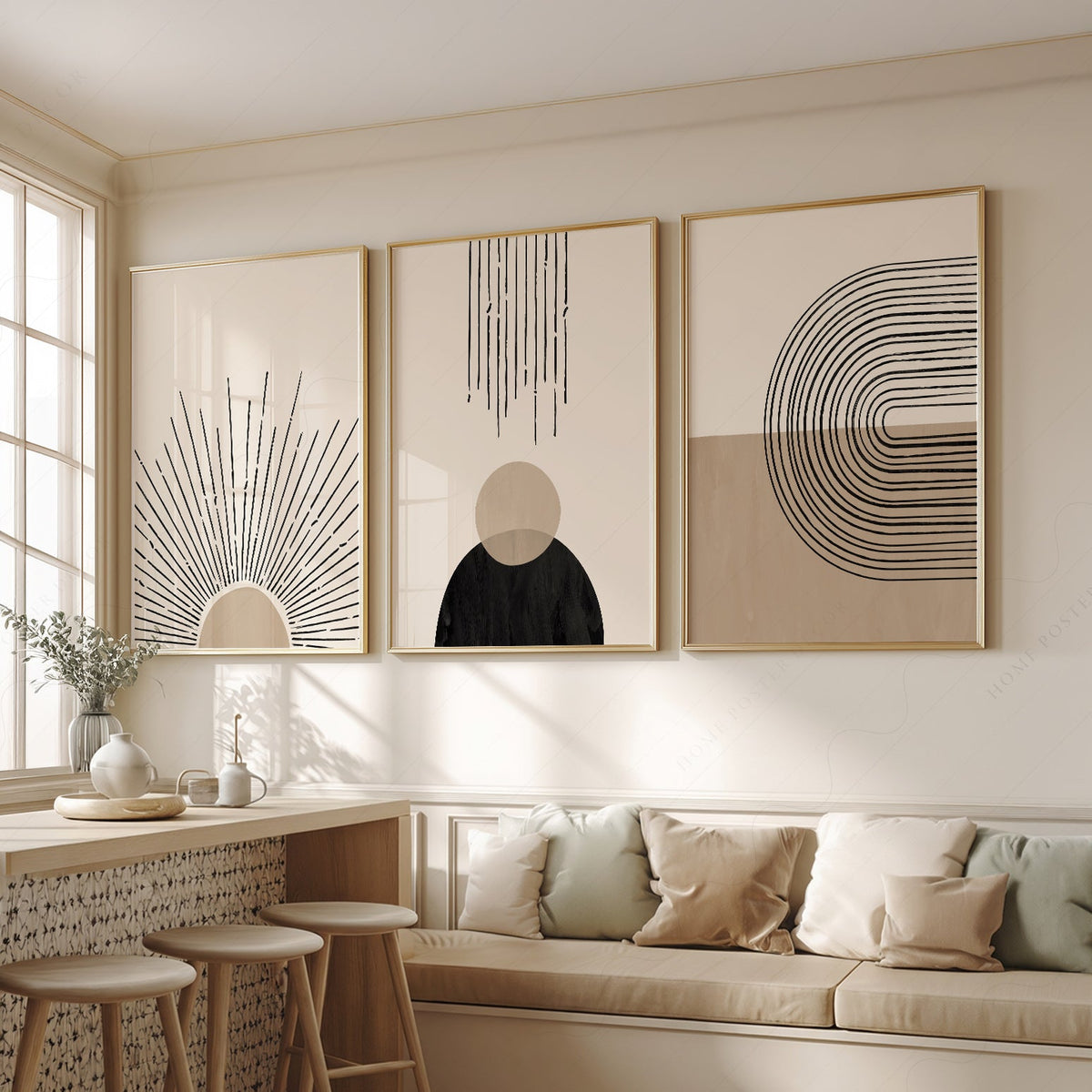 Ensemble de 3 pièces d'art mural moderne du milieu du siècle – Collection d'affiches bohèmes minimalistes