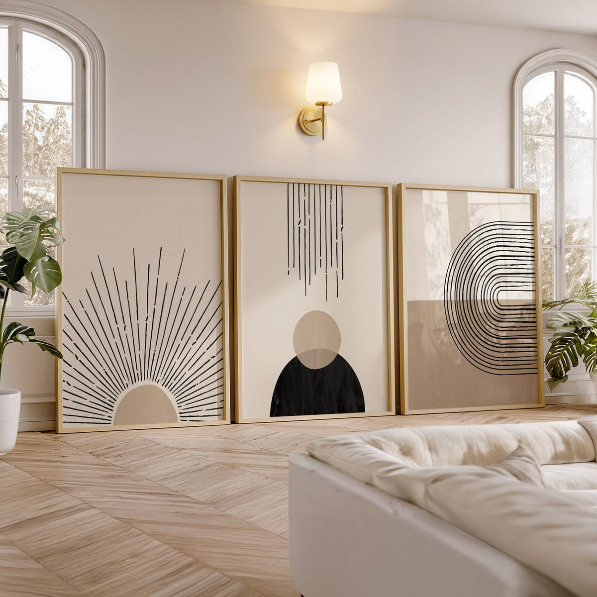 Ensemble de 3 pièces d'art mural moderne du milieu du siècle – Collection d'affiches bohèmes minimalistes