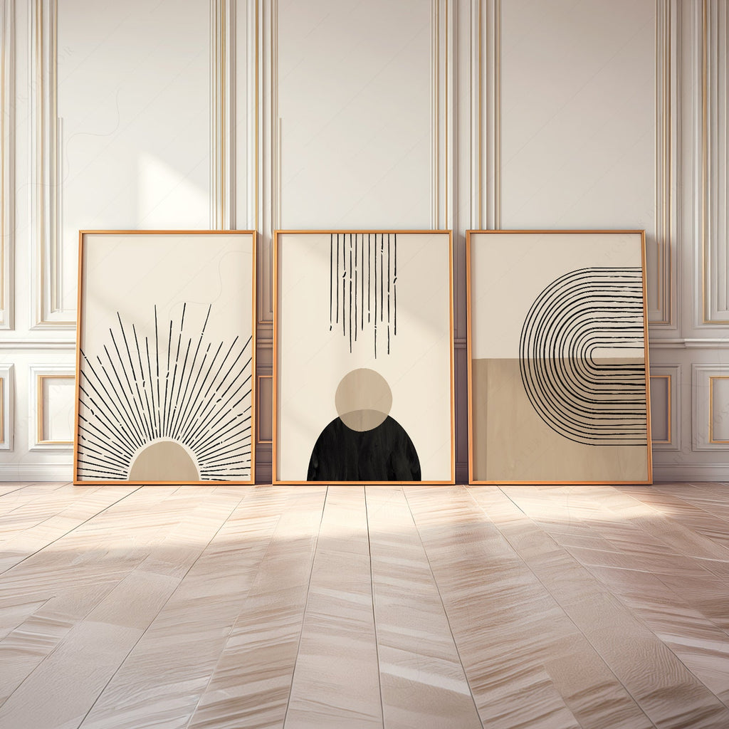 Ensemble de 3 pièces d'art mural moderne du milieu du siècle – Collection d'affiches bohèmes minimalistes