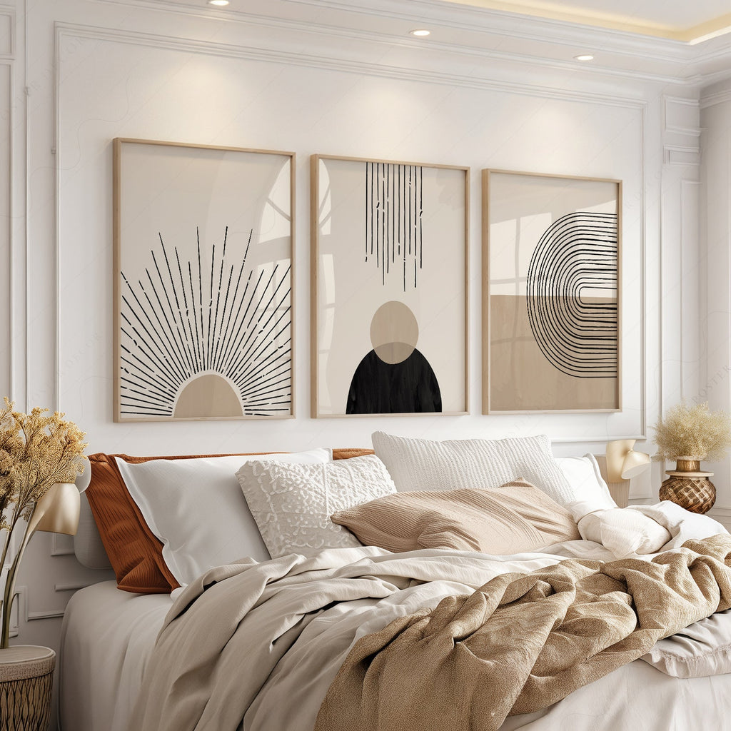 Ensemble de 3 pièces d'art mural moderne du milieu du siècle – Collection d'affiches bohèmes minimalistes