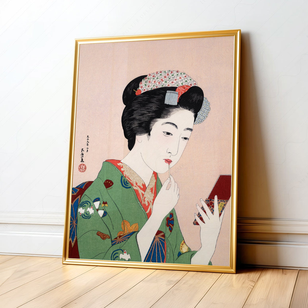 Goyo Hashiguchi Woman Applying Lipstick Print – Japanese Ukiyo-e Wall Art