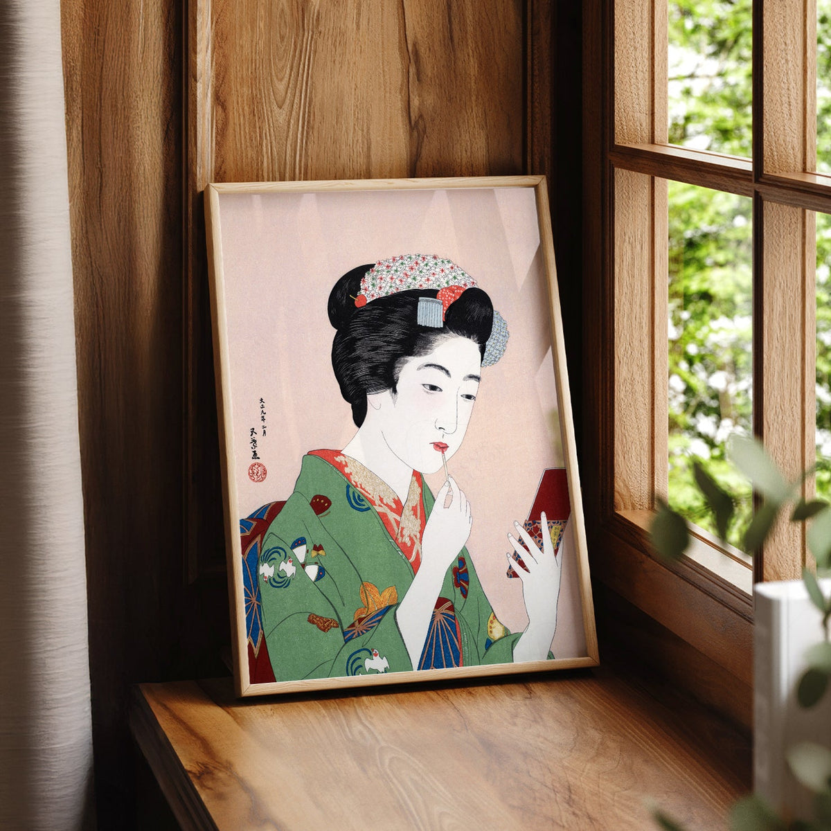 Goyo Hashiguchi Woman Applying Lipstick Print – Japanese Ukiyo-e Wall Art