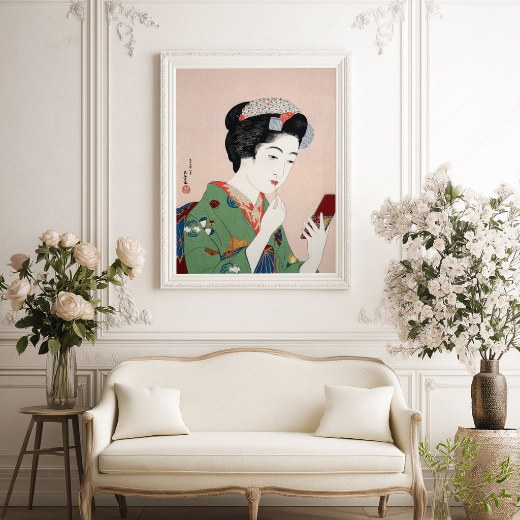 Goyo Hashiguchi Woman Applying Lipstick Print – Japanese Ukiyo-e Wall Art