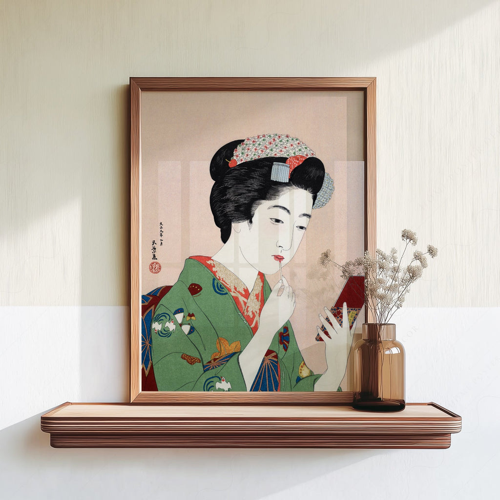 Goyo Hashiguchi Woman Applying Lipstick Print – Japanese Ukiyo-e Wall Art
