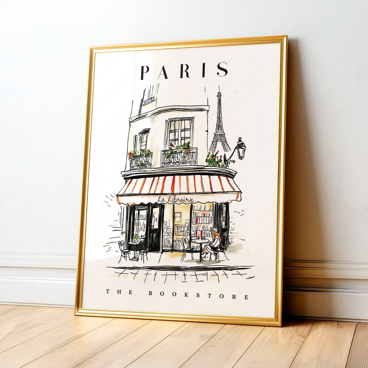 Paris Bookstore Art Print – French Bookshop Illustration Poster