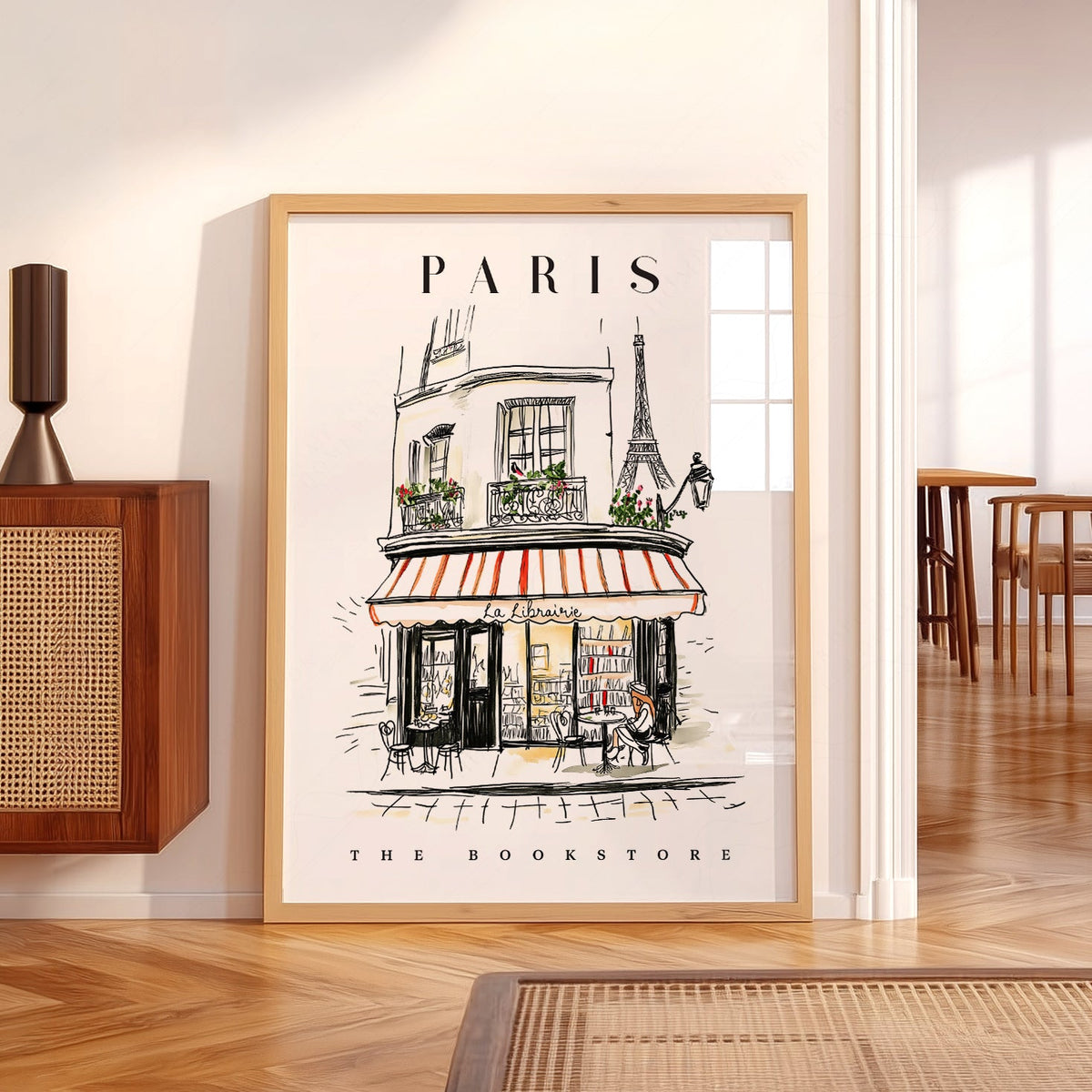 Paris Bookstore Art Print – French Bookshop Illustration Poster