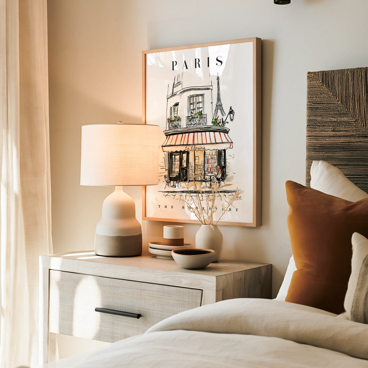 Paris Bookstore Art Print – French Bookshop Illustration Poster
