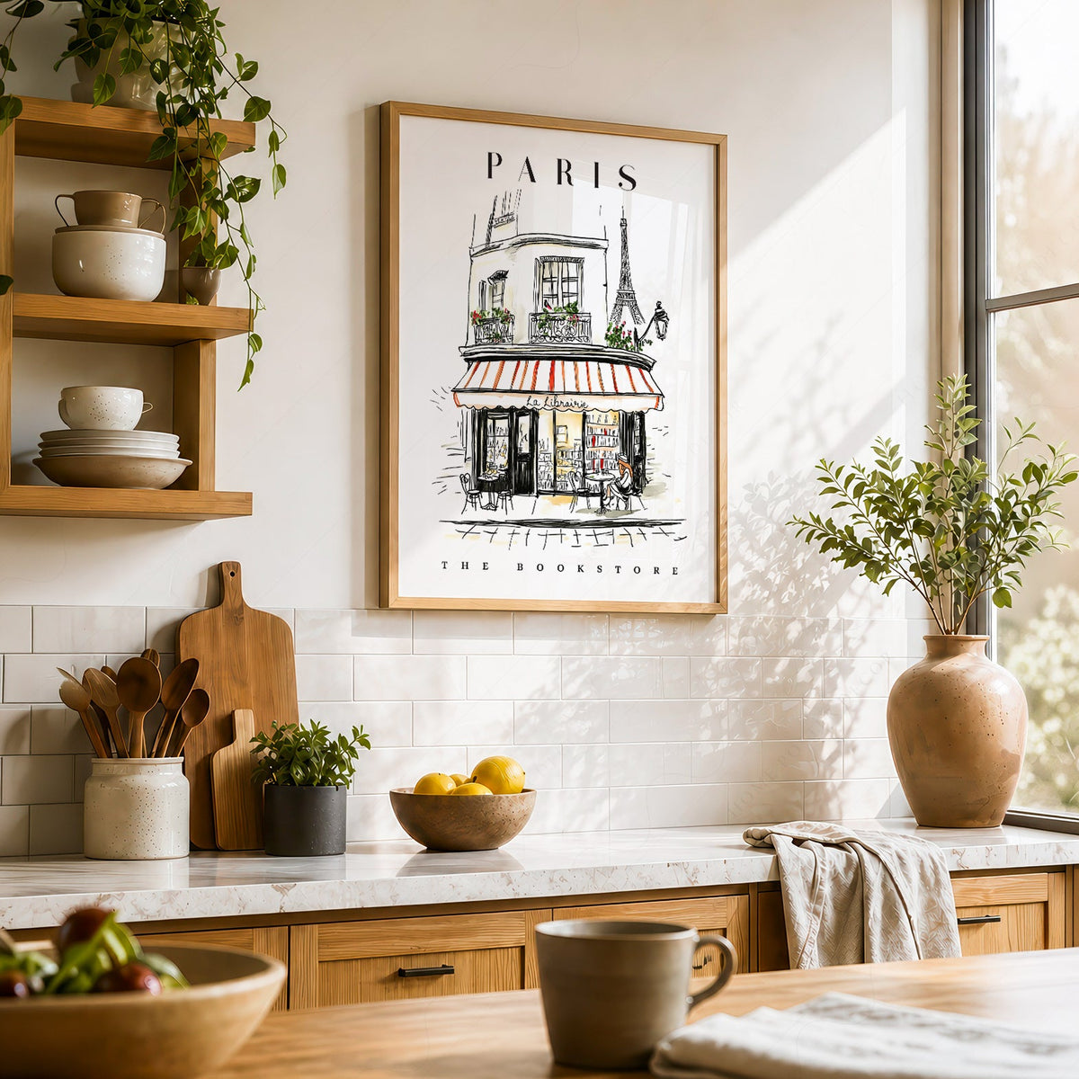 Paris Bookstore Art Print – French Bookshop Illustration Poster