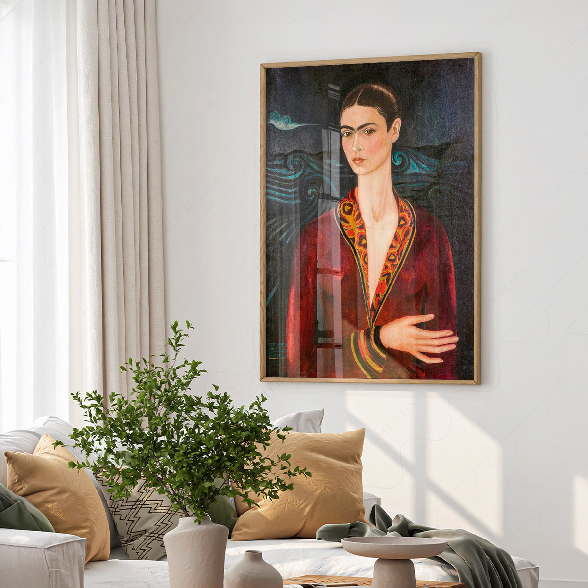Frida Kahlo Self-Portrait in Velvet Dress Art Print – Mexican Art Poster