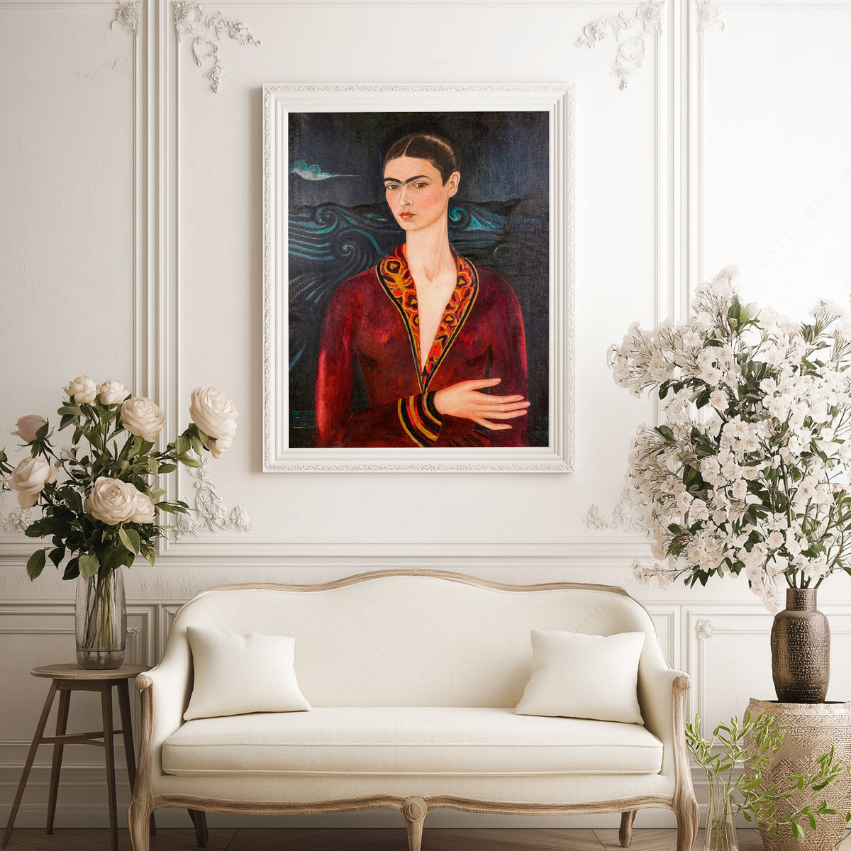 Frida Kahlo Self-Portrait in Velvet Dress Art Print – Mexican Art Poster