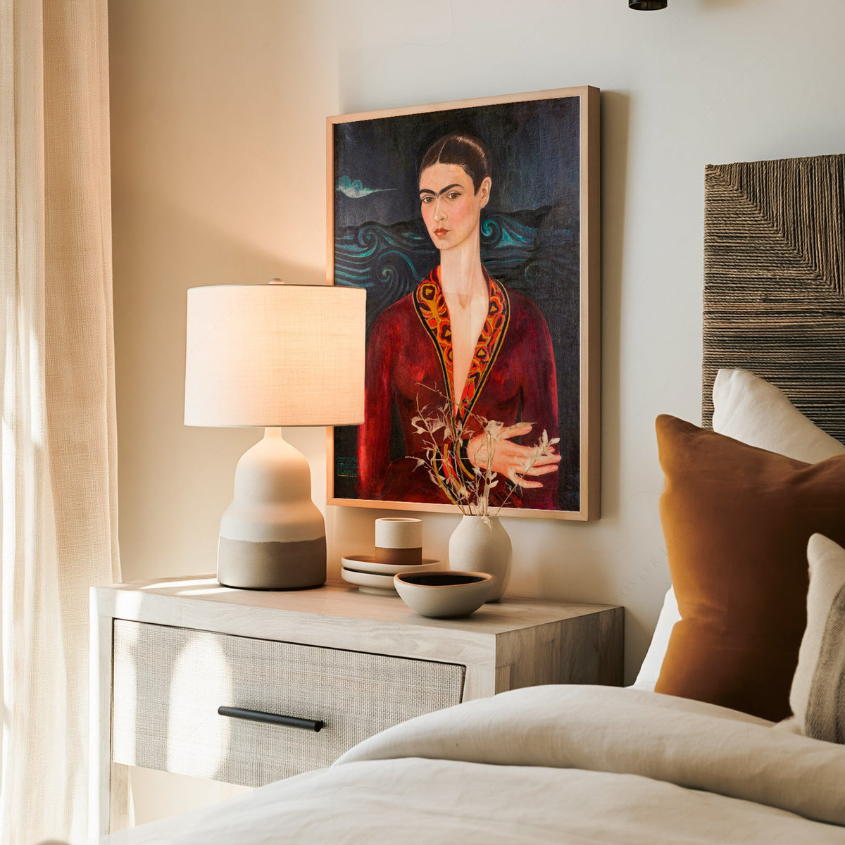 Frida Kahlo Self-Portrait in Velvet Dress Art Print – Mexican Art Poster