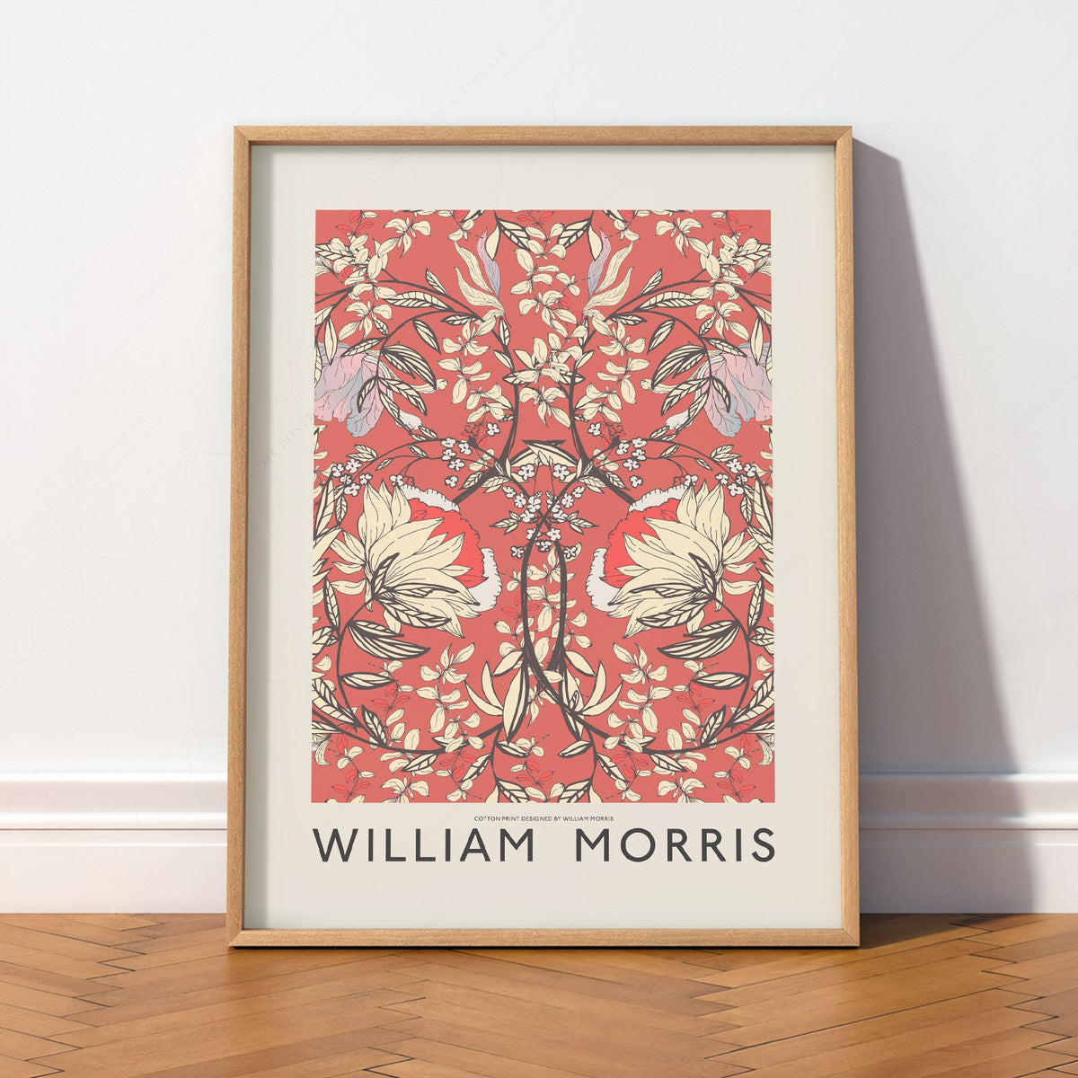 William Morris Red Floral Cotton Print – Arts & Crafts Wall Art Poster