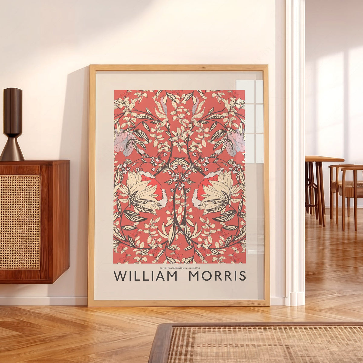 William Morris Red Floral Cotton Print – Arts & Crafts Wall Art Poster