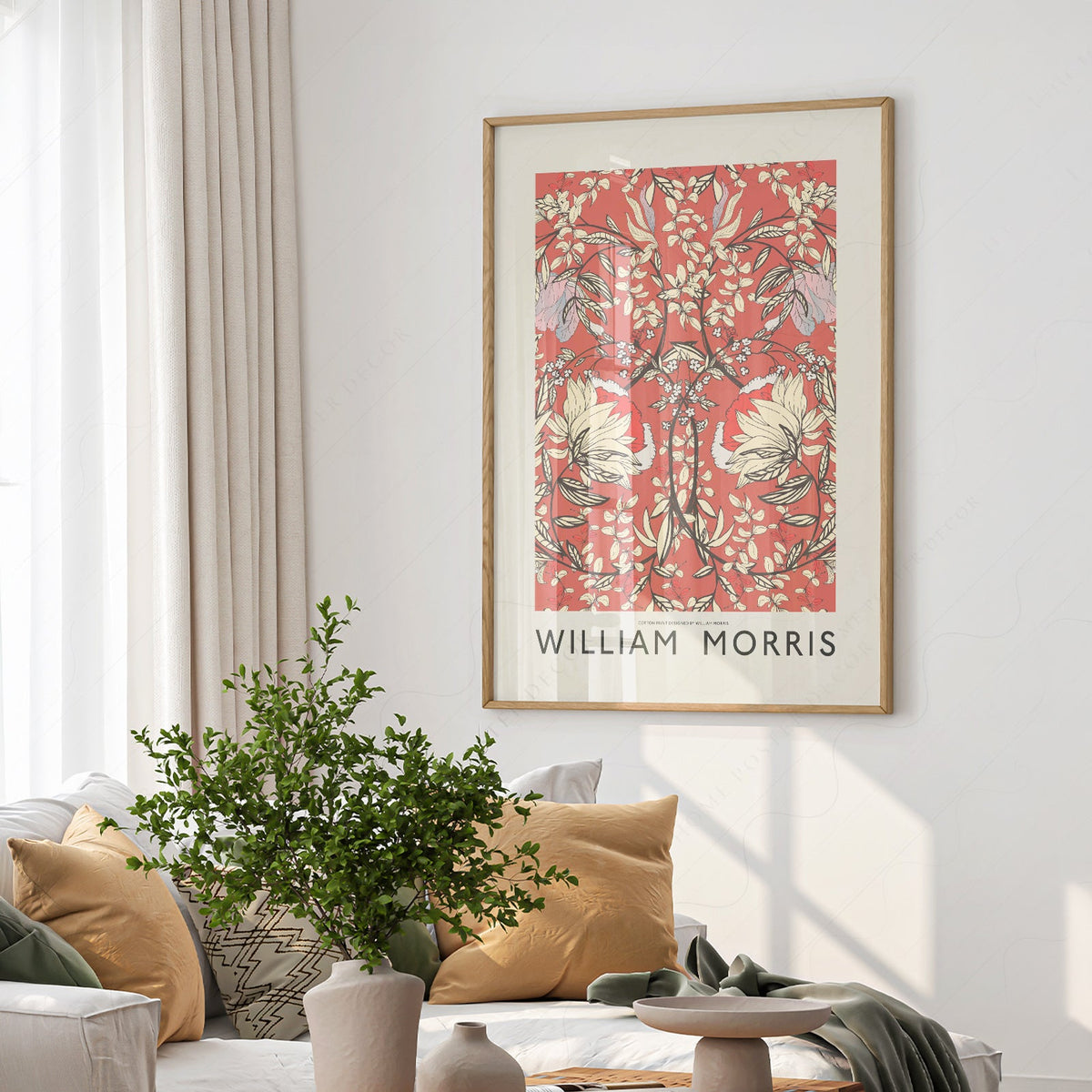 William Morris Red Floral Cotton Print – Arts & Crafts Wall Art Poster