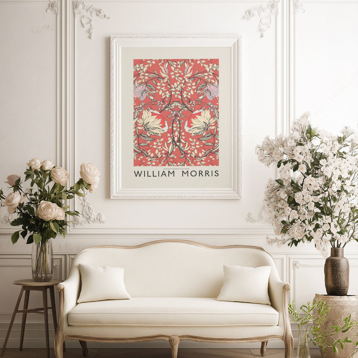 William Morris Red Floral Cotton Print – Arts & Crafts Wall Art Poster