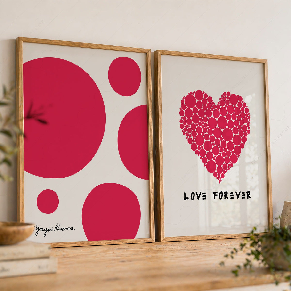 Ensemble de 2 estampes d'art Yayoi Kusama Love Forever – Décoration murale moderne