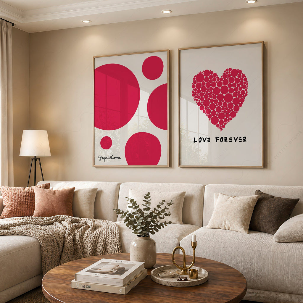 Ensemble de 2 estampes d'art Yayoi Kusama Love Forever – Décoration murale moderne