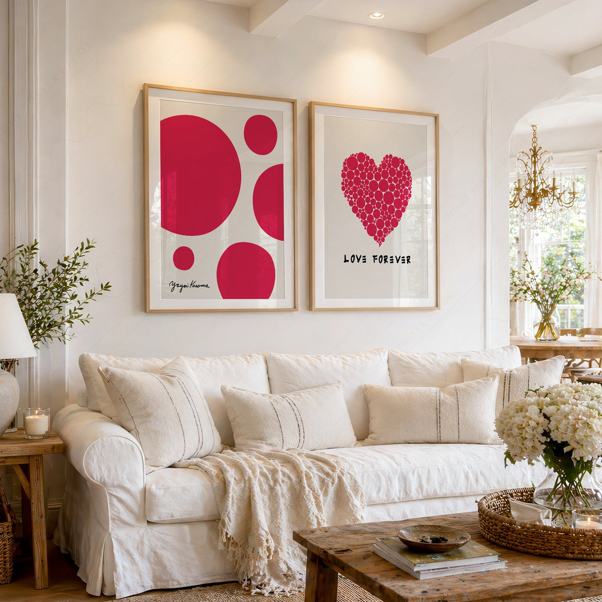 Ensemble de 2 estampes d'art Yayoi Kusama Love Forever – Décoration murale moderne