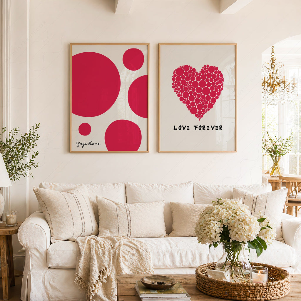Ensemble de 2 estampes d'art Yayoi Kusama Love Forever – Décoration murale moderne