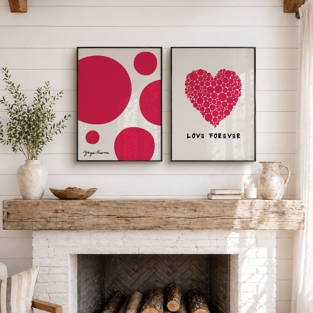 Ensemble de 2 estampes d'art Yayoi Kusama Love Forever – Décoration murale moderne
