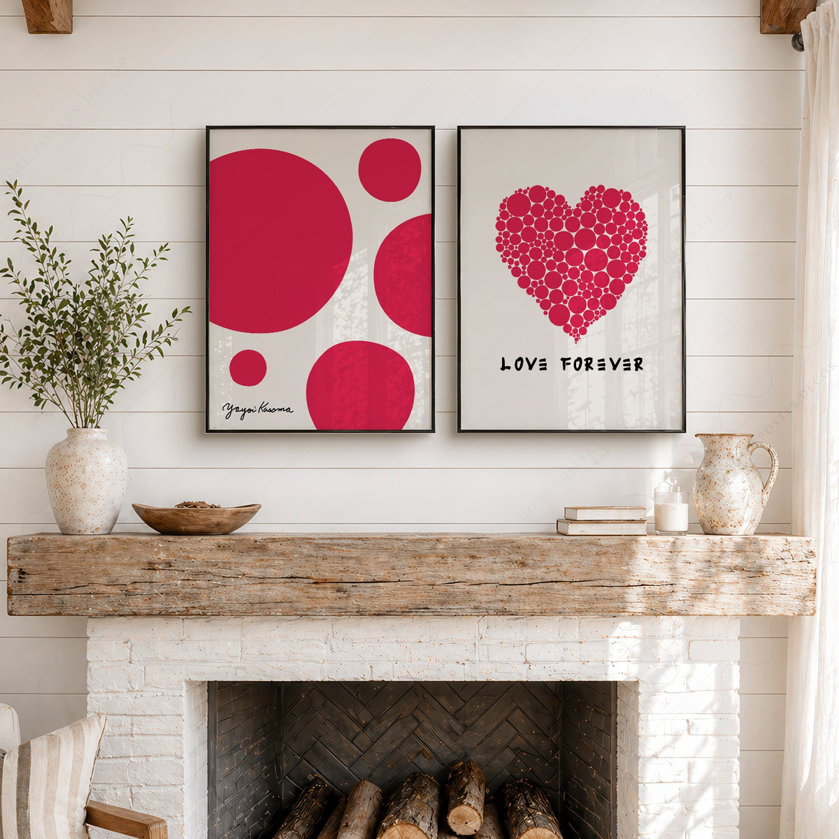 Ensemble de 2 estampes d'art Yayoi Kusama Love Forever – Décoration murale moderne