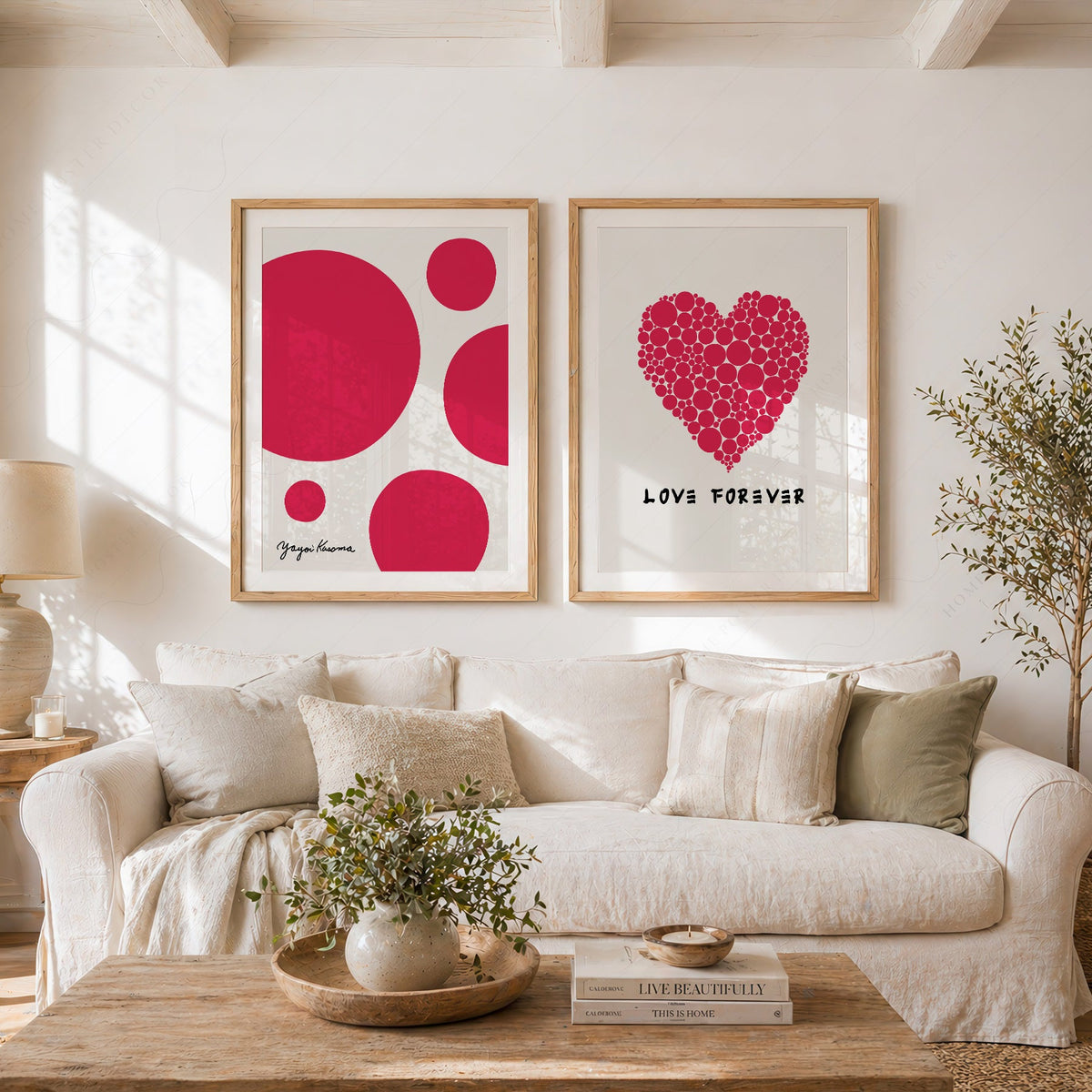Ensemble de 2 estampes d'art Yayoi Kusama Love Forever – Décoration murale moderne