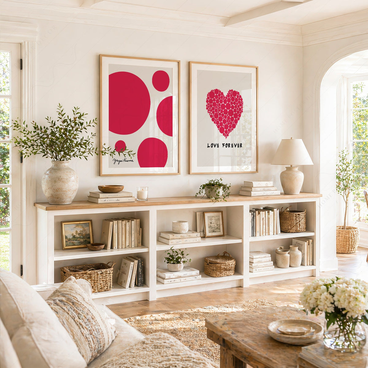 Ensemble de 2 estampes d'art Yayoi Kusama Love Forever – Décoration murale moderne
