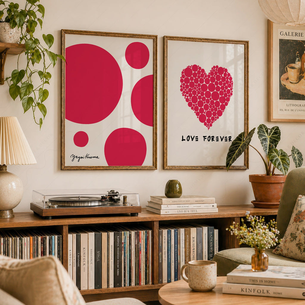 Ensemble de 2 estampes d'art Yayoi Kusama Love Forever – Décoration murale moderne