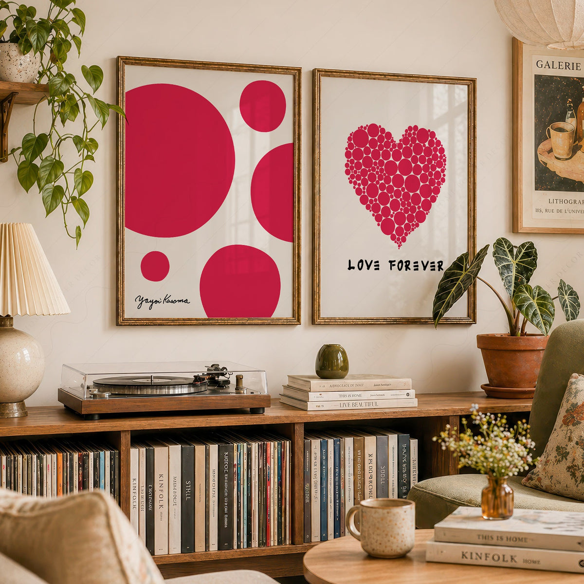 Ensemble de 2 estampes d'art Yayoi Kusama Love Forever – Décoration murale moderne