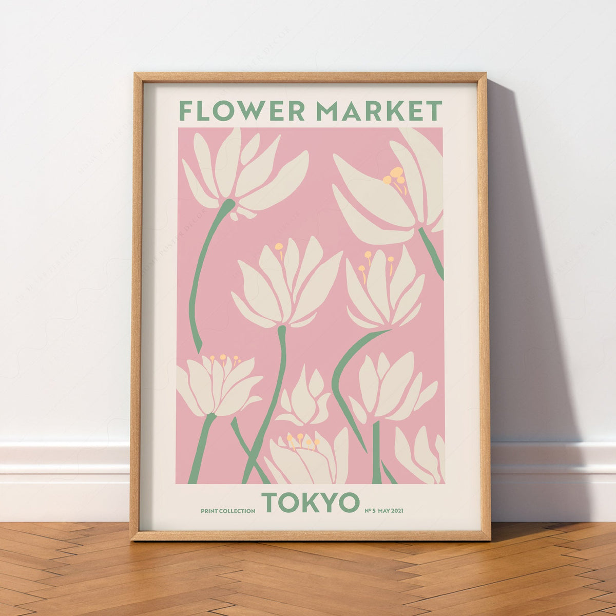 Flower Market Tokyo Print – Pink Floral Wall Art Poster for Modern Decor