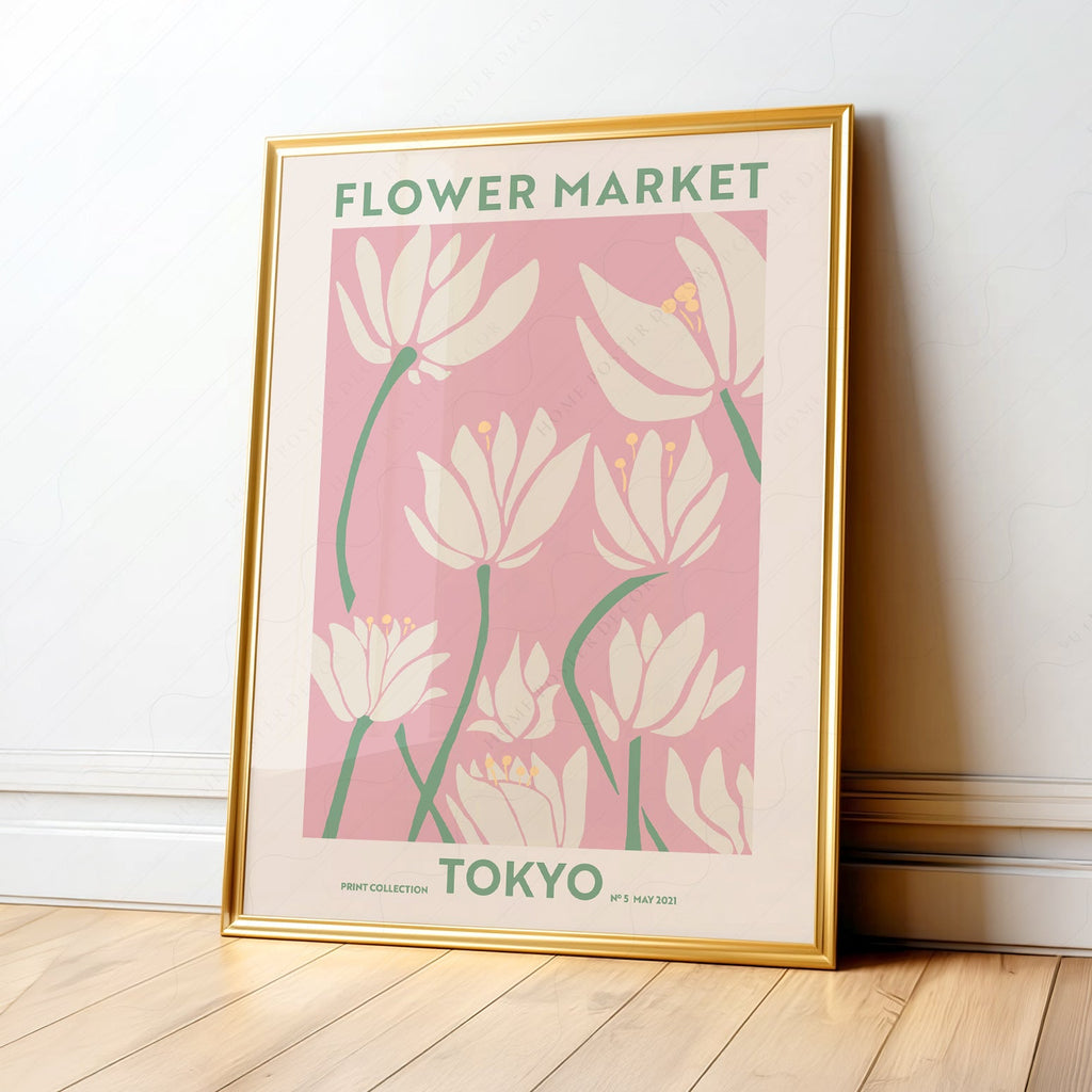 Flower Market Tokyo Print – Pink Floral Wall Art Poster for Modern Decor