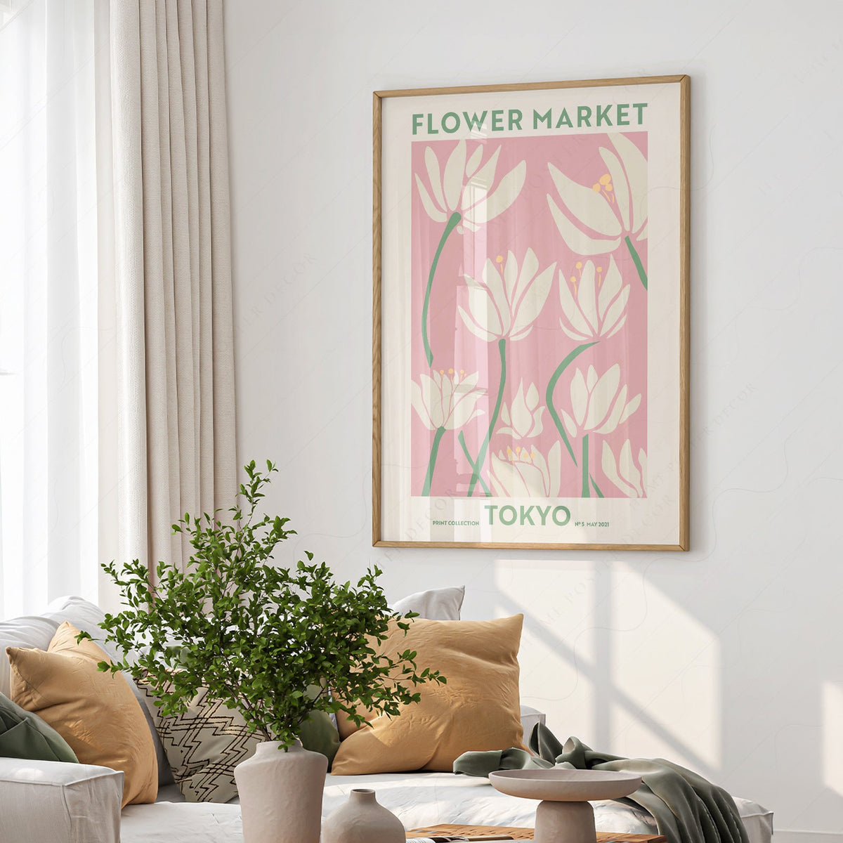 Flower Market Tokyo Print – Pink Floral Wall Art Poster for Modern Decor