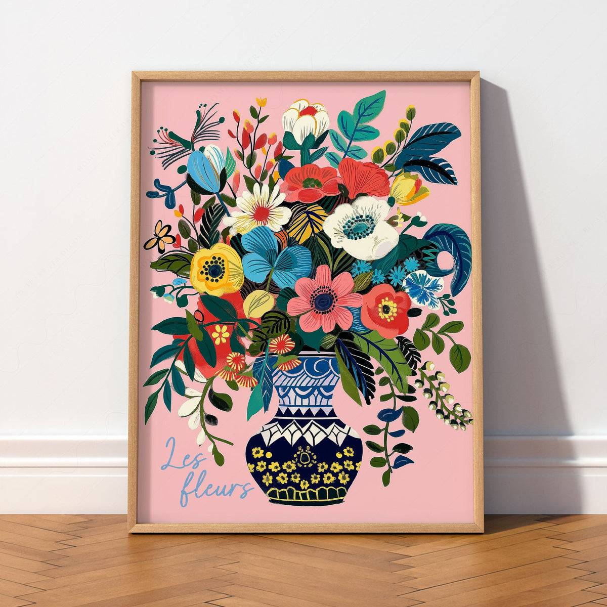 Les Fleurs Botanical Art Print – Colorful Flower Vase Wall Poster