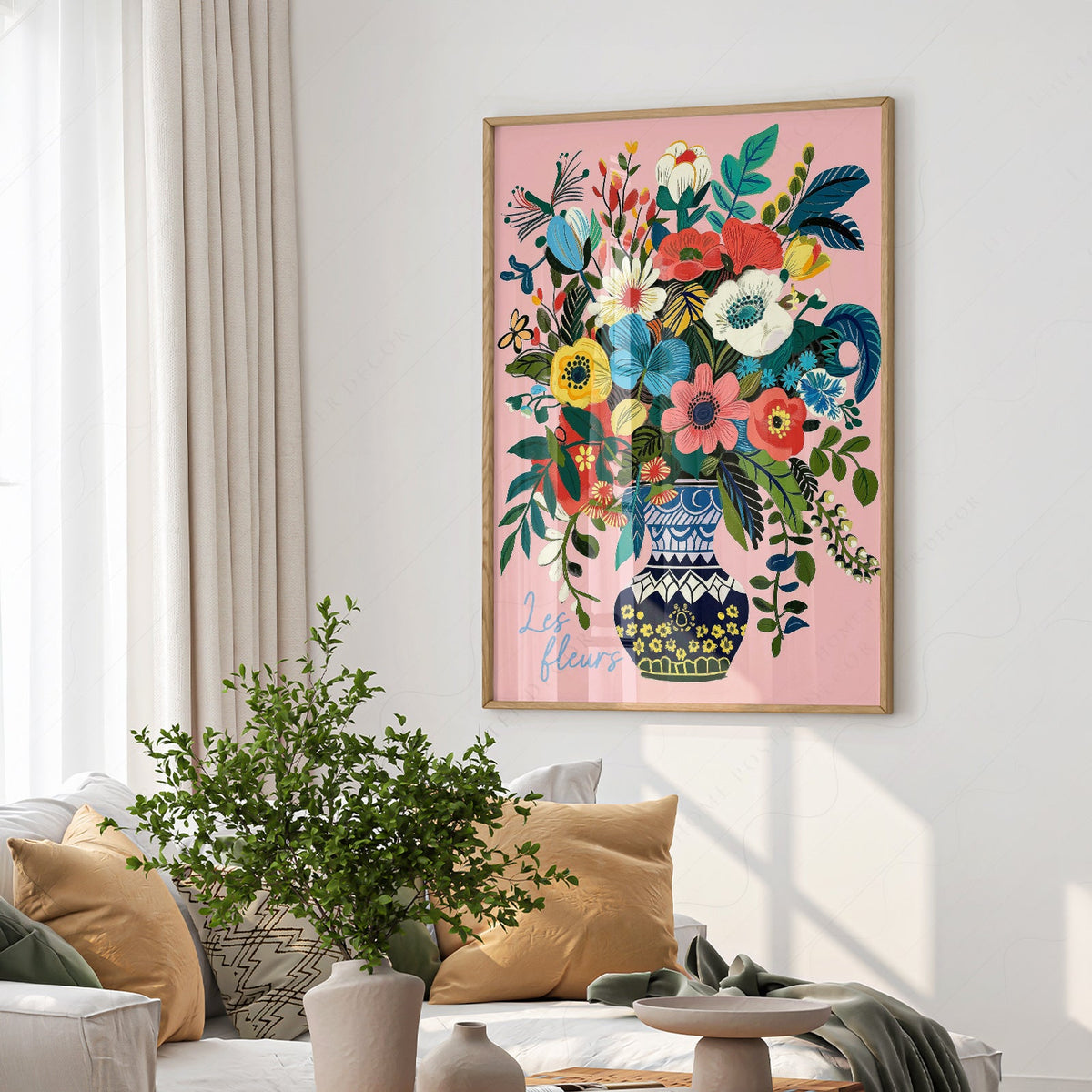 Les Fleurs Botanical Art Print – Colorful Flower Vase Wall Poster
