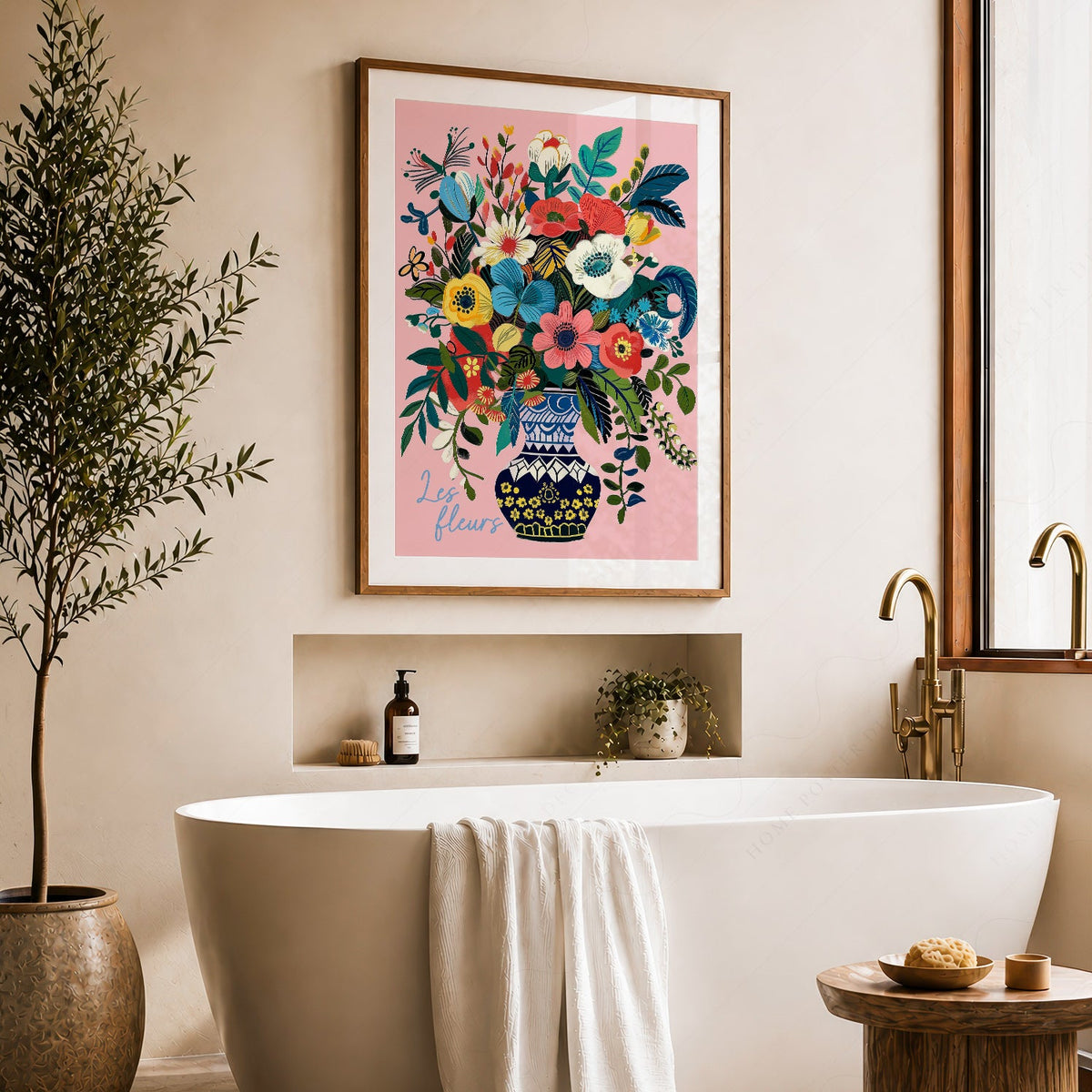 Les Fleurs Botanical Art Print – Colorful Flower Vase Wall Poster