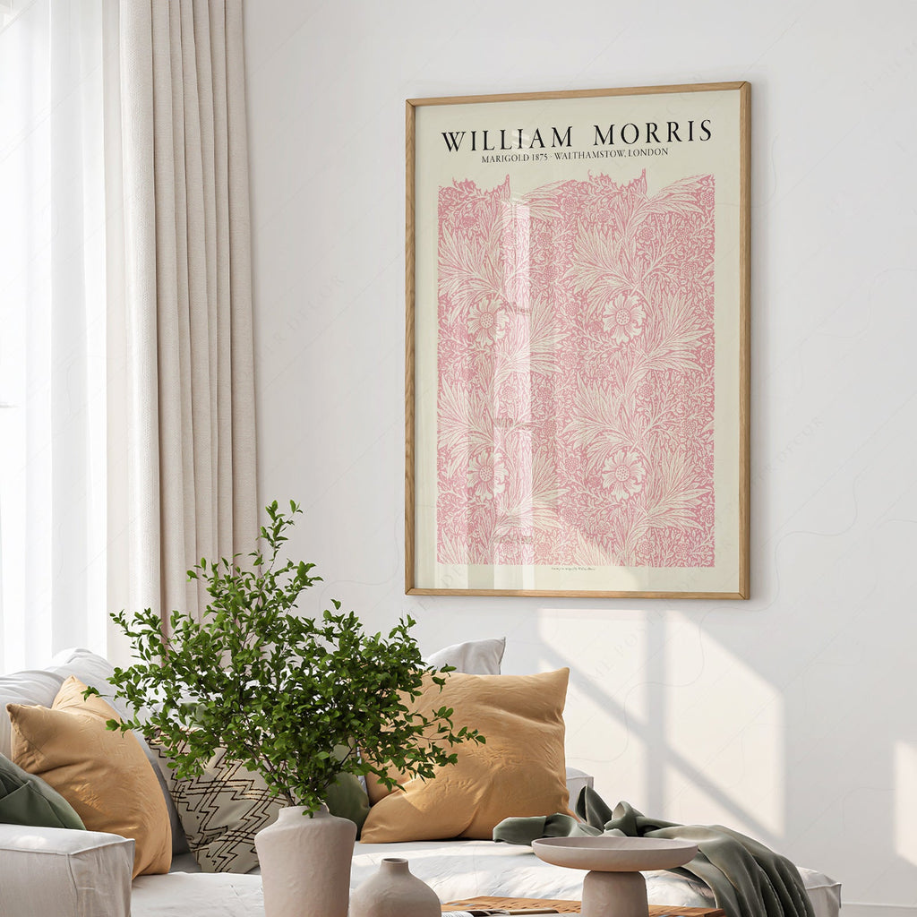 William Morris Marigold 1875 Art Print – Pink Floral Wall Art Poster