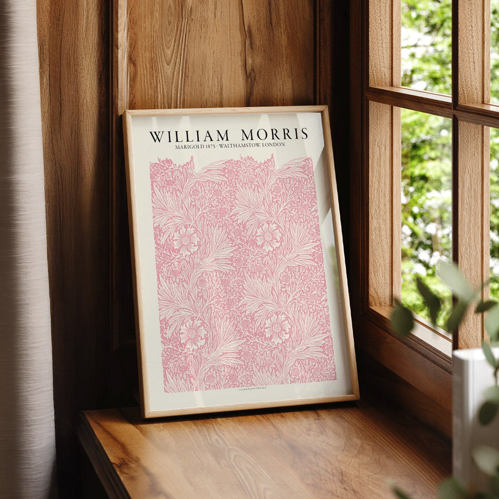 William Morris Marigold 1875 Art Print – Pink Floral Wall Art Poster