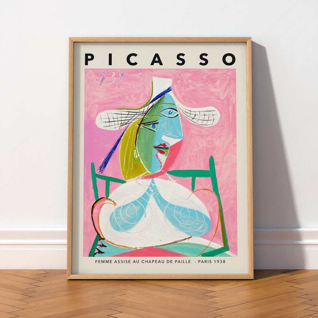 Pablo Picasso Femme Assise au Chapeau de Paille Print – Cubist Wall Art
