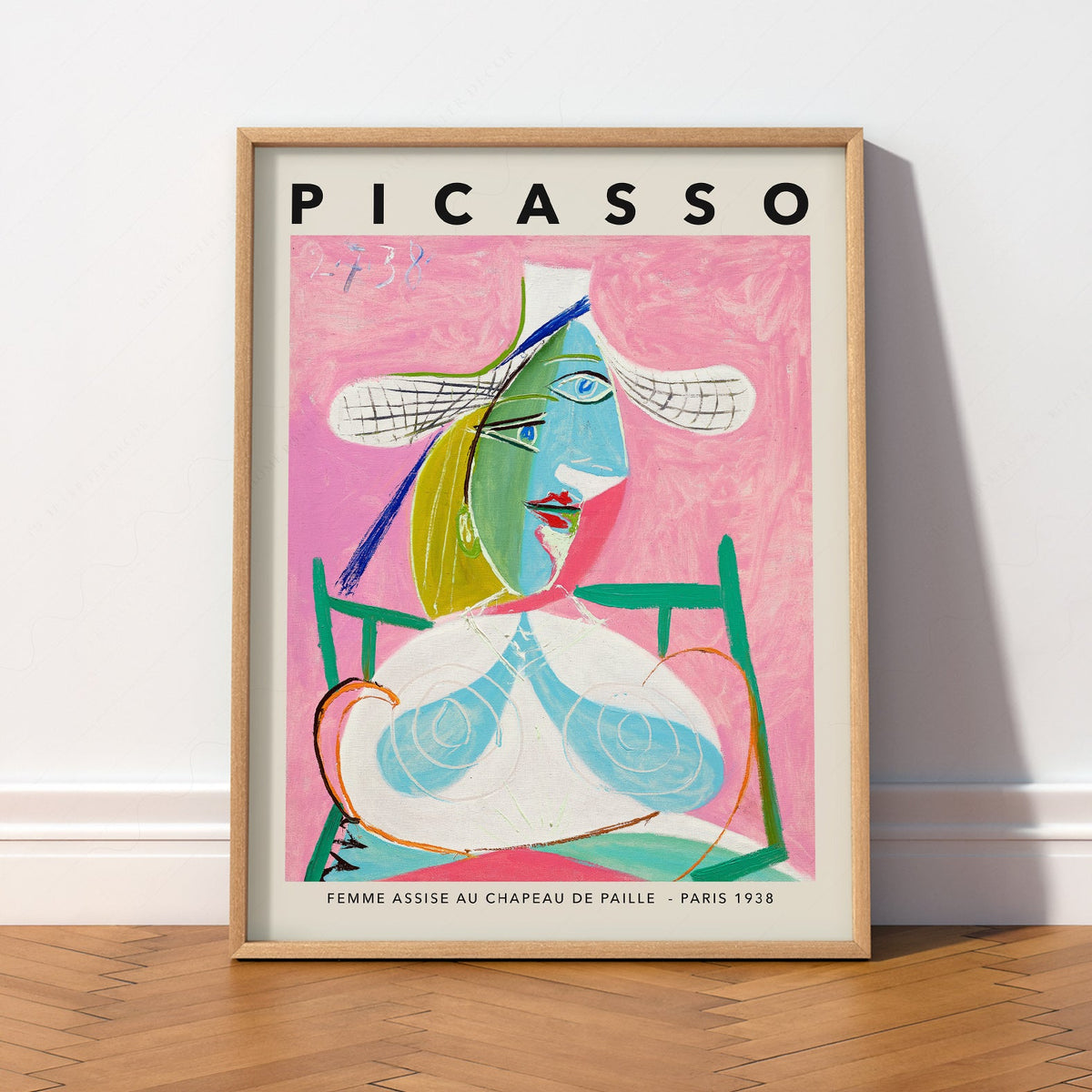 Pablo Picasso Femme Assise au Chapeau de Paille Print – Cubist Wall Art