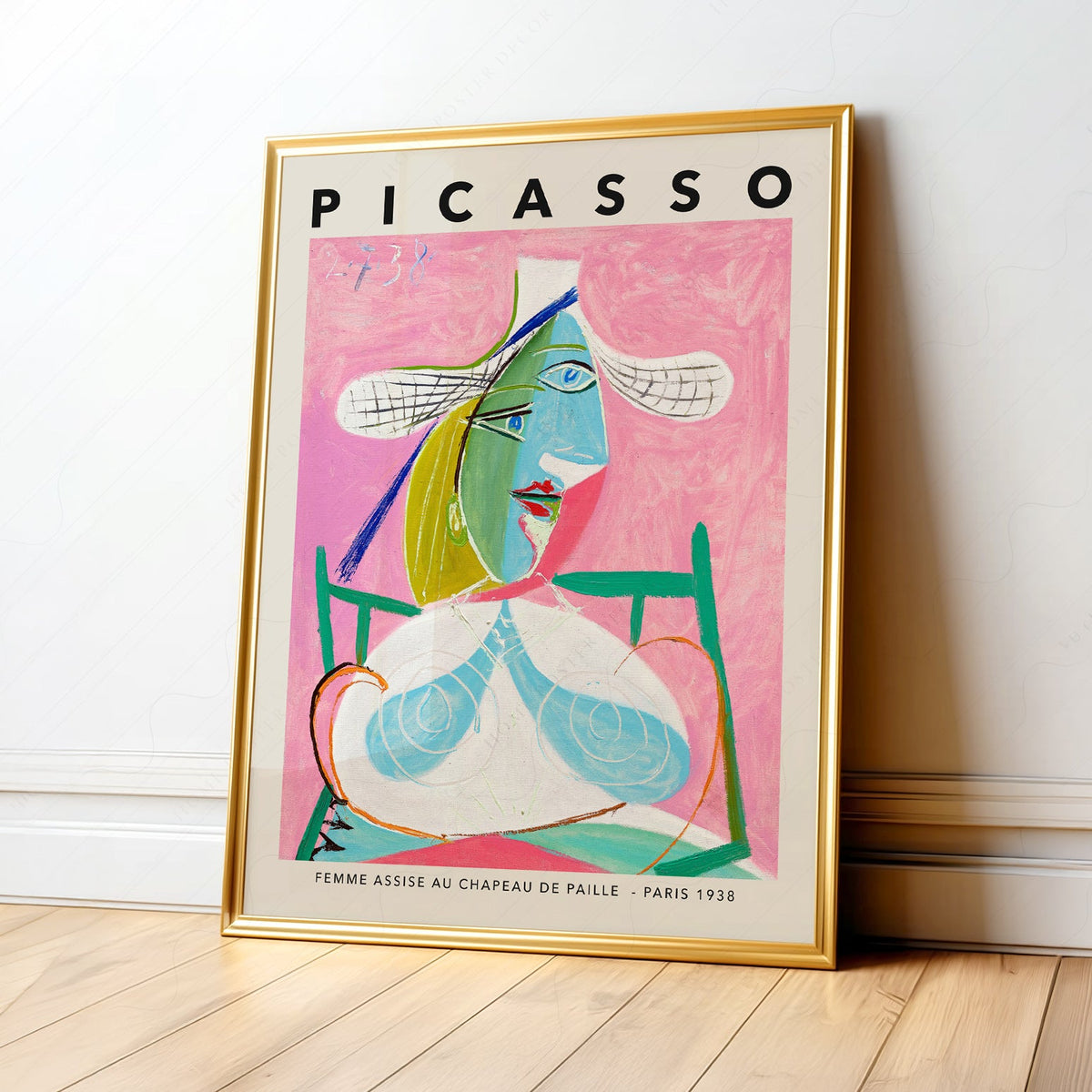 Pablo Picasso Femme Assise au Chapeau de Paille Print – Cubist Wall Art