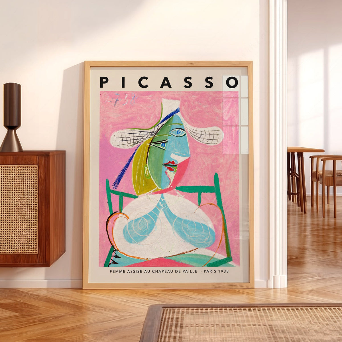 Pablo Picasso Femme Assise au Chapeau de Paille Print – Cubist Wall Art
