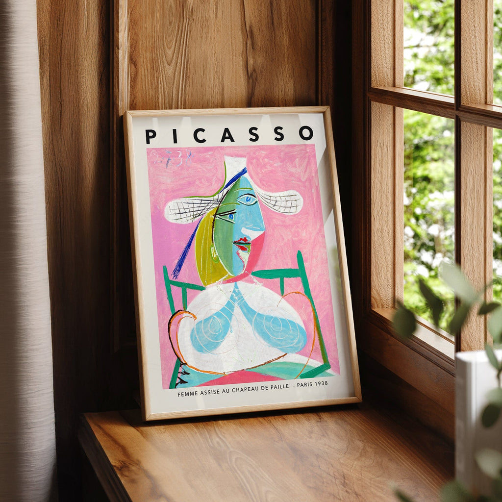 Pablo Picasso Femme Assise au Chapeau de Paille Print – Cubist Wall Art