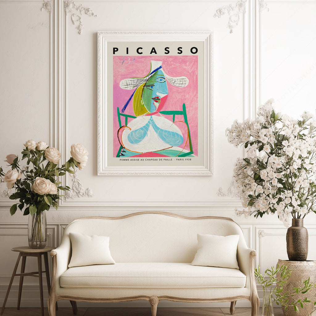 Pablo Picasso Femme Assise au Chapeau de Paille Print – Cubist Wall Art