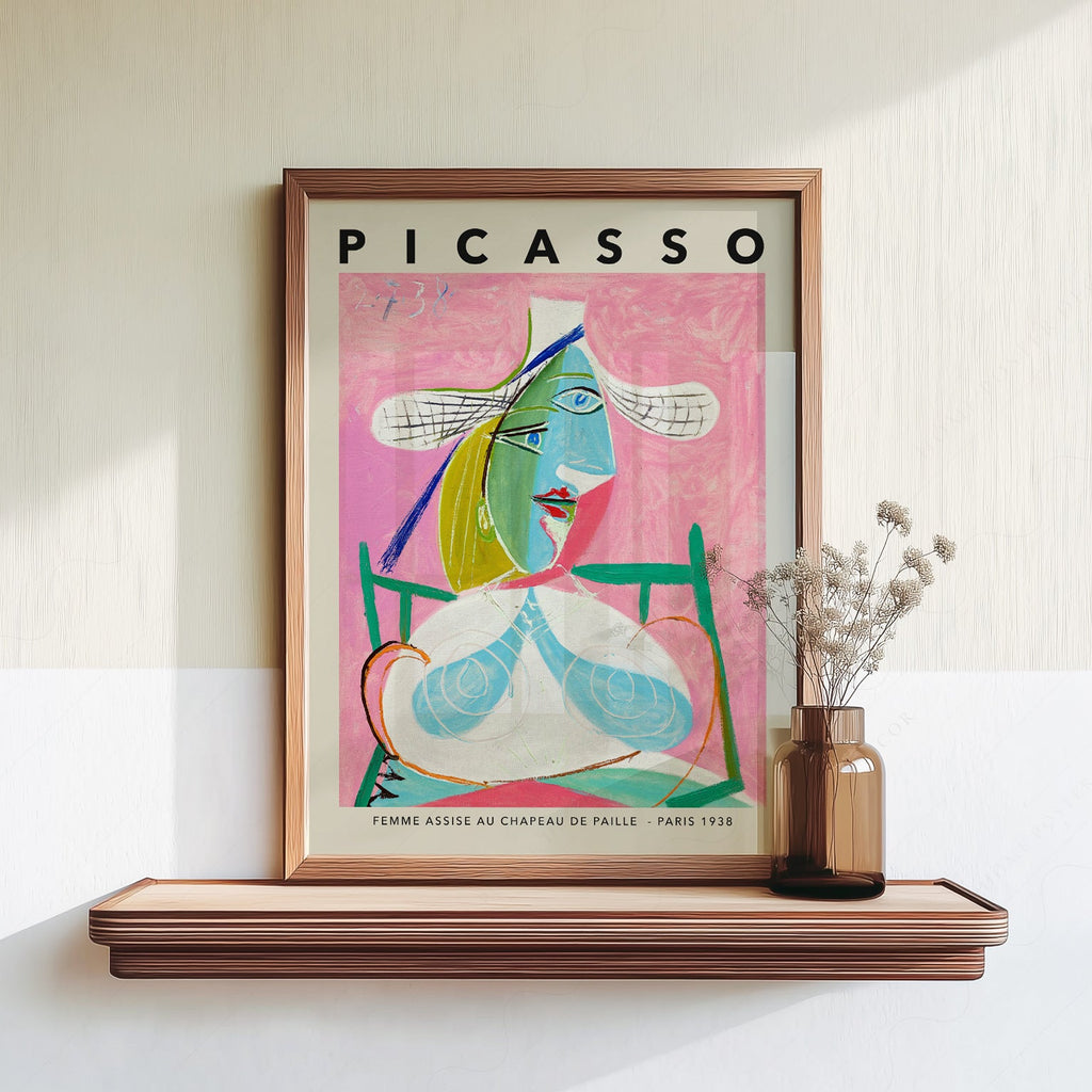 Pablo Picasso Femme Assise au Chapeau de Paille Print – Cubist Wall Art