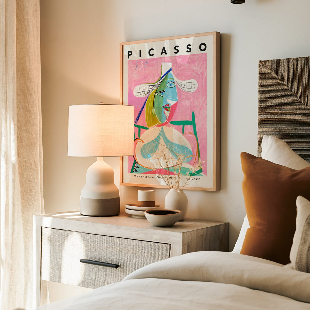 Pablo Picasso Femme Assise au Chapeau de Paille Print – Cubist Wall Art