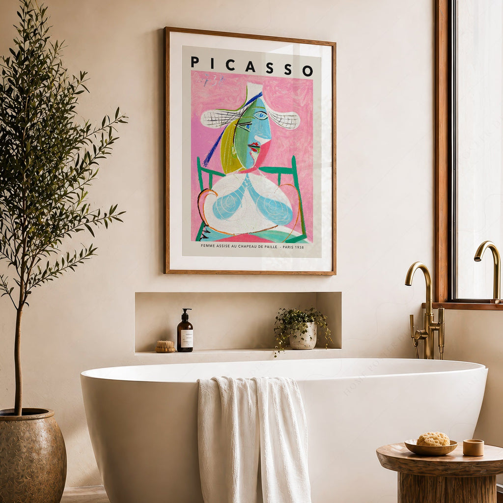 Pablo Picasso Femme Assise au Chapeau de Paille Print – Cubist Wall Art
