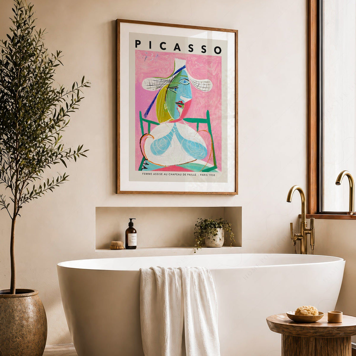 Pablo Picasso Femme Assise au Chapeau de Paille Print – Cubist Wall Art