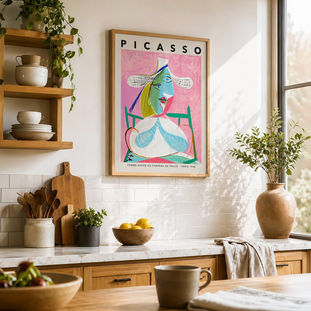 Pablo Picasso Femme Assise au Chapeau de Paille Print – Cubist Wall Art