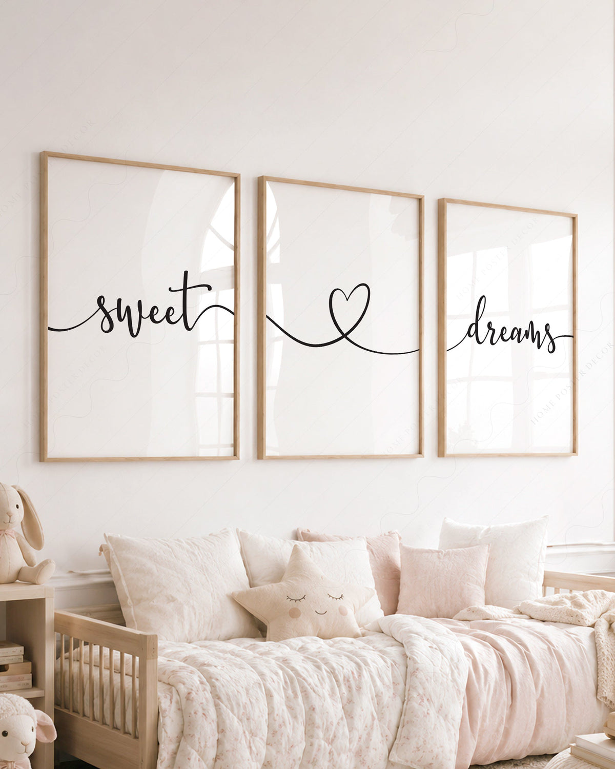 Sweet Dreams Set of 3 Prints – Minimalist Bedroom Wall Art Poster